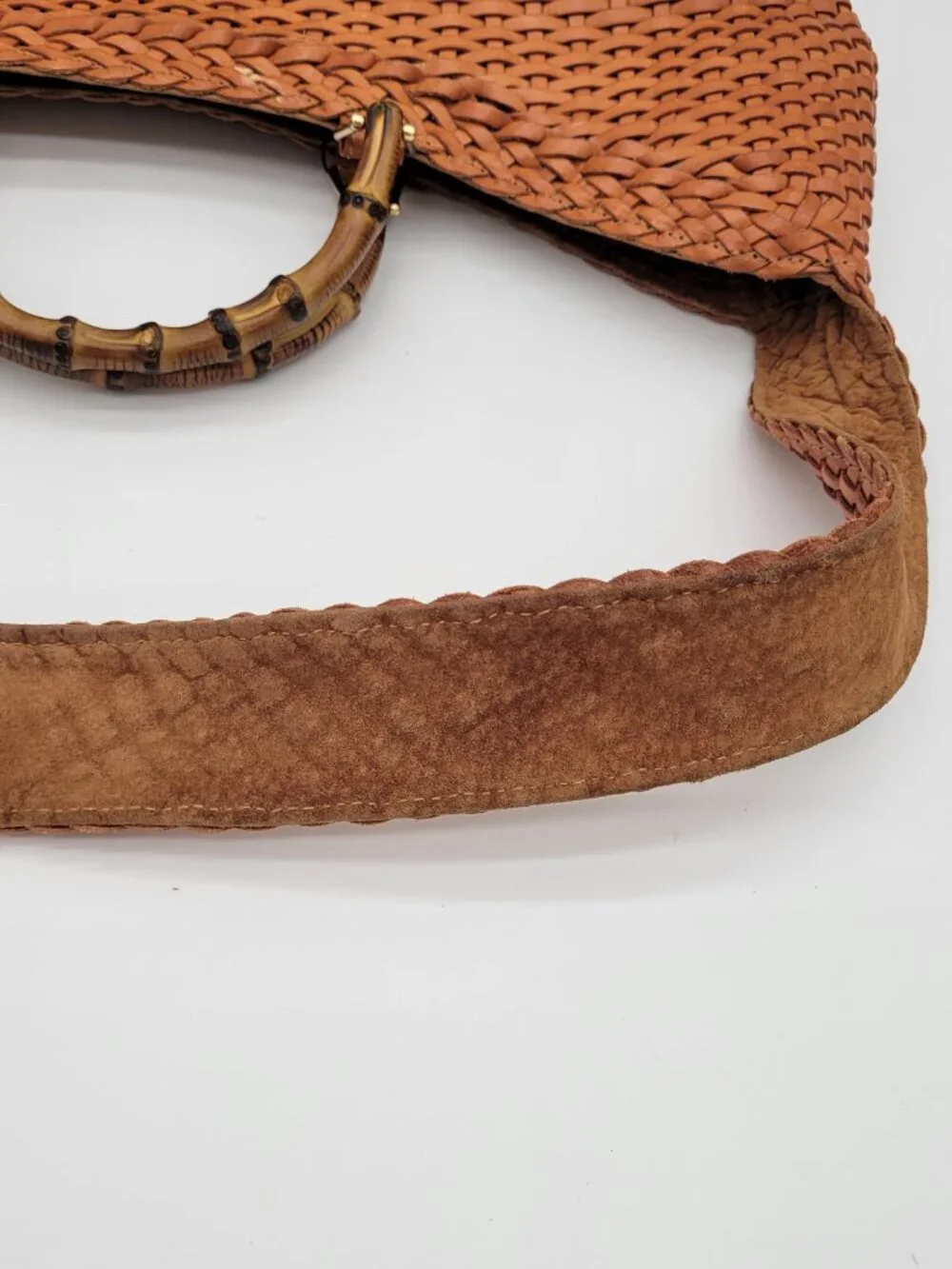 Vintage Tom Ford Gucci Woven Leather with Bamboo Handles
